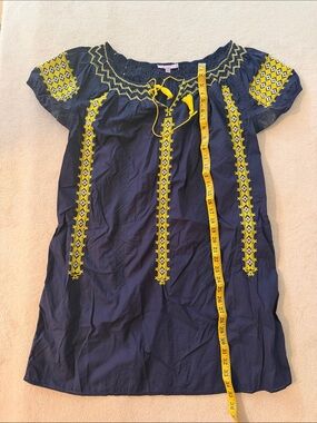 Calypso St. Barth Blue Dress/Beach Cover Up, Tunic with Embroidery